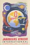 710893 Visitekaartje voor de Jaarbeurs Utrecht Internationaal, 1952 in maart-april en september, met achterop de ...
